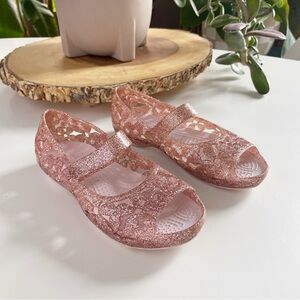 Crocs Pink Isabella Glitter Jelly Sandals | Size 12 (Toddler)